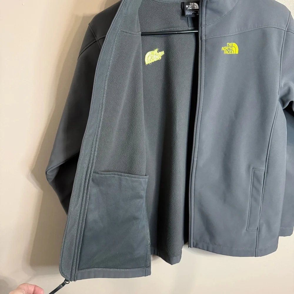 The North Face Grey Zip Soft Shell‎ Fleece Lined Jacket Boys Youth L (14-16)